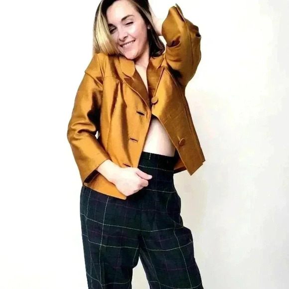 Vintage 60's Gino Rossi Gold Cropped Blazer Jacket - Picture 4 of 5